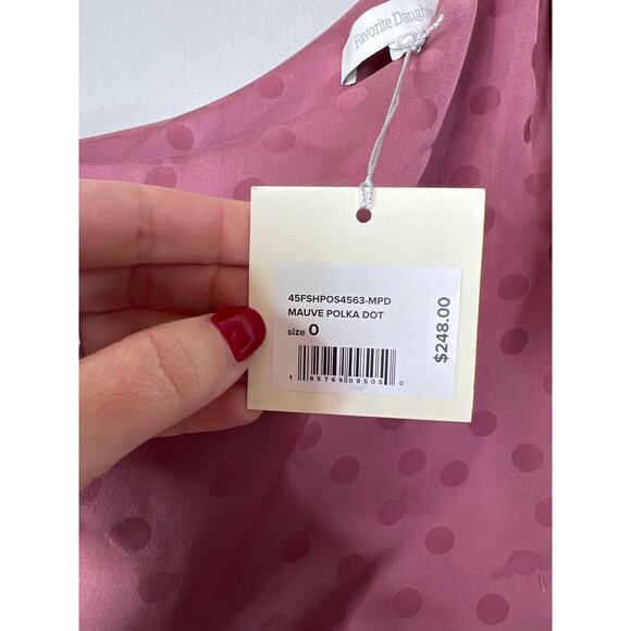 NWT Favorite Daughter Singles Table Polka Dot One Shoulder Maxi Dress Mauve - Picture 5 of 8